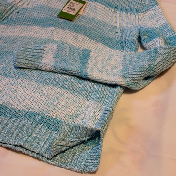 Lilly Pulitzer Aqua and White Crew Neck Sweater - Picture 2 of 4